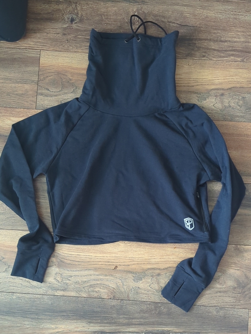 Born Primitive Navy Blue High Funnel Neck Long Sleeve Crop Top
